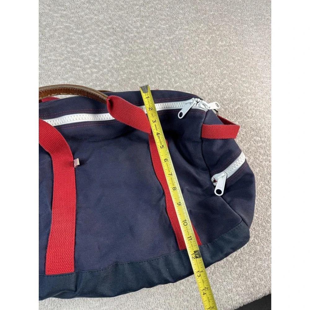 Hudson Sutler Canvas Duffel Bag Navy Red Monogram JMGS Leather‎ Handle Travel